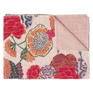 Taj Hotel Kantha Cotton Throw 50X70 Lightweight Handmade Vintage India Decor